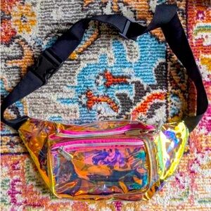 Holographic Fanny Pack with Black Strap